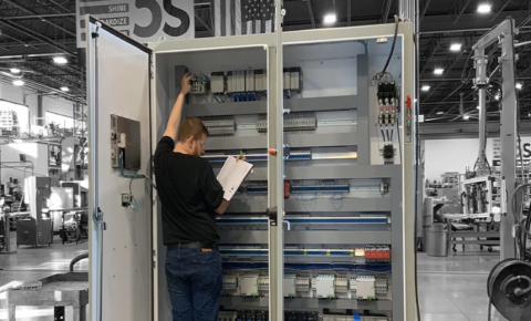 "Industrial control panel featuring advanced automation components installed by The Morse Group."