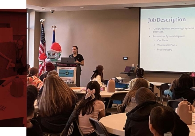 Controls Engineer speaks with young women about a career in STEM